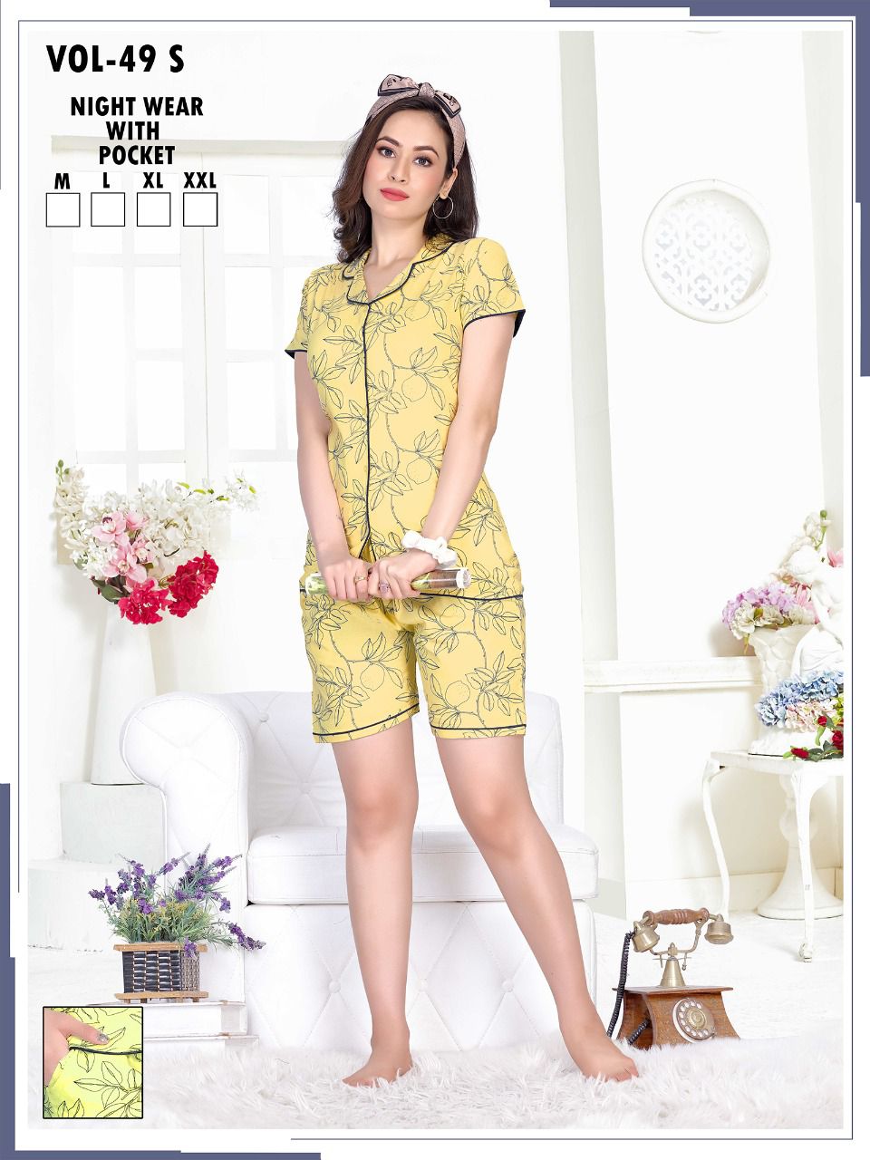 Ft Collor Shorts Ns 49 Daily Wear Cotton Shinker Wholesale Night Suits Collection
